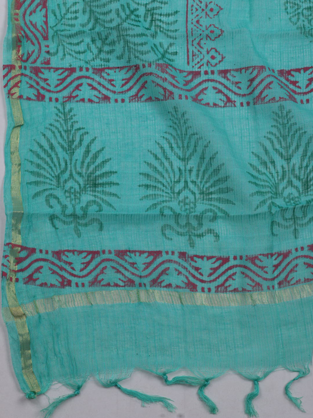 Printed Cotton Blend Unstitched Suit With Dupatta