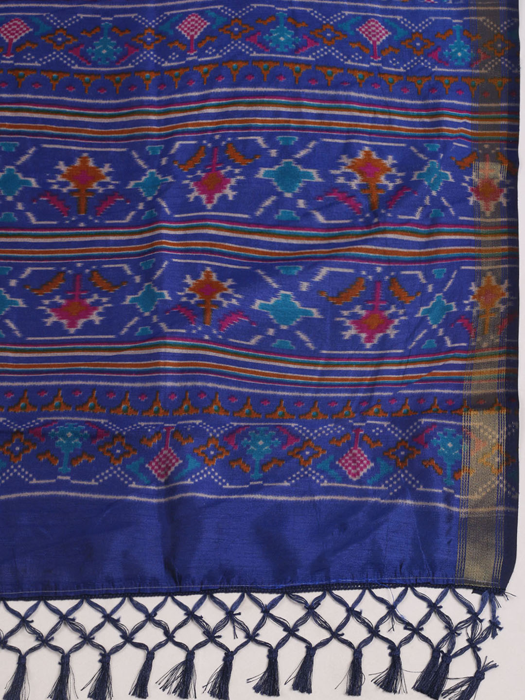 Printed Art Silk Unstitched Kurta With Pant &amp; Dupatta