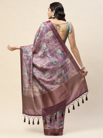 Digital Floral Printed Tussar Saree