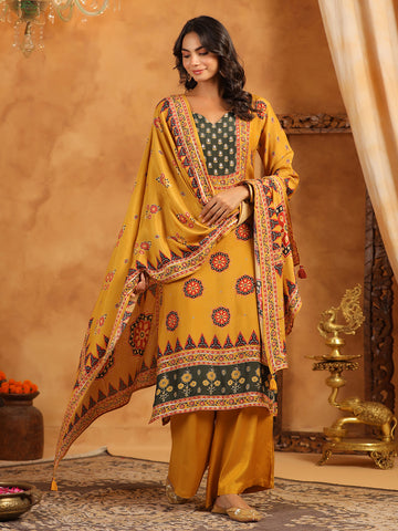 Printed Muslin Kurta With Pants & Dupatta