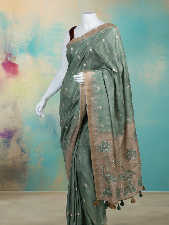 Printed &amp; Embroidered Booti Art Silk Saree