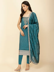 Neck Embroidered Handloom Unstitched Suit Piece With Dupatta