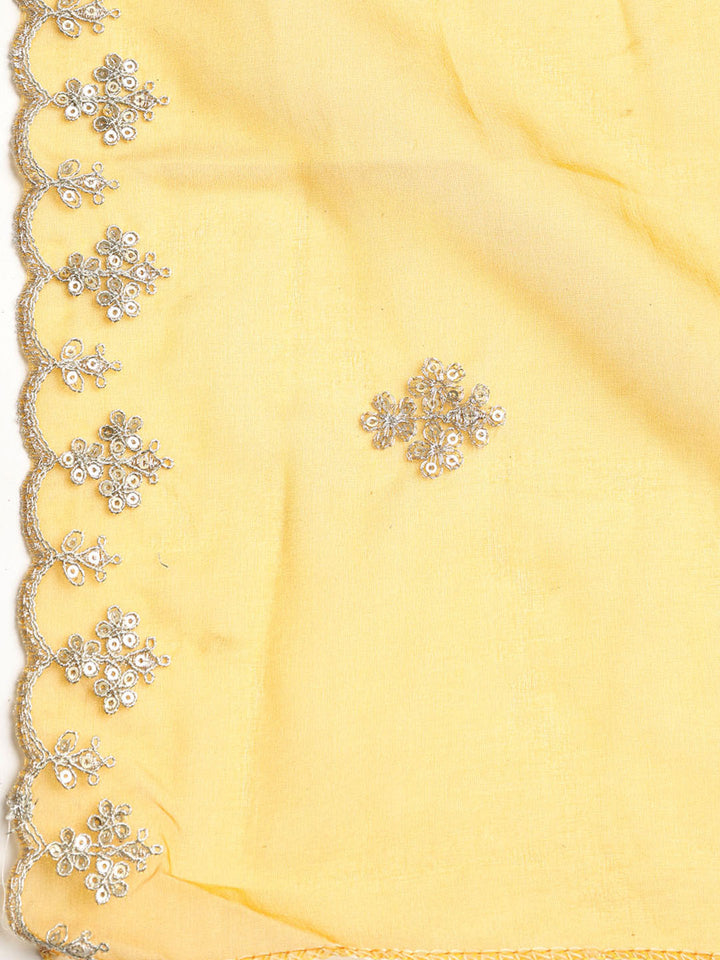 Neck Embroidered Organza Unstitched Suit With Dupatta