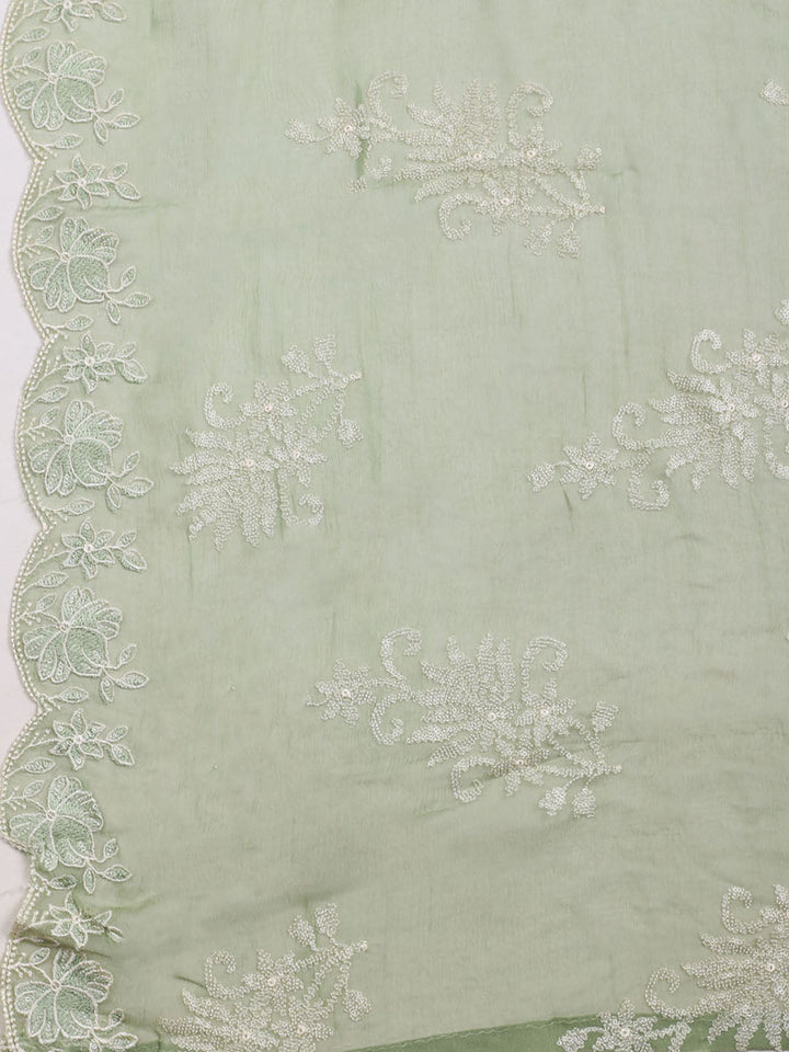 Embroidered Organza Unstitched Suit With Dupatta