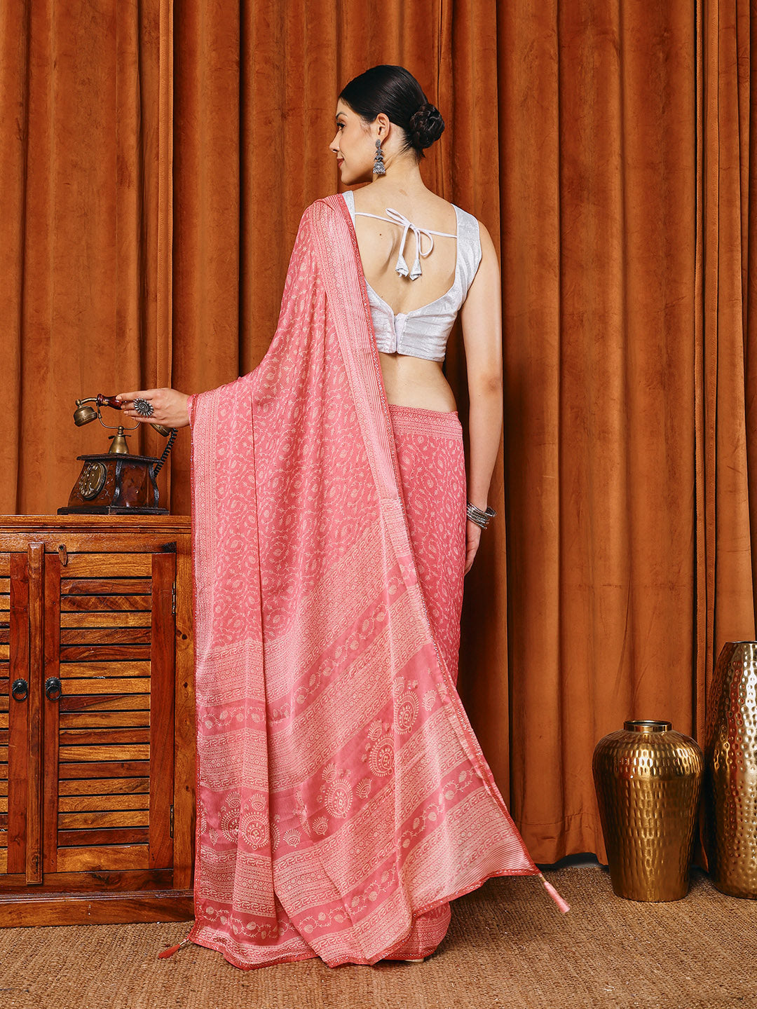 Floral Printed Georgette Saree