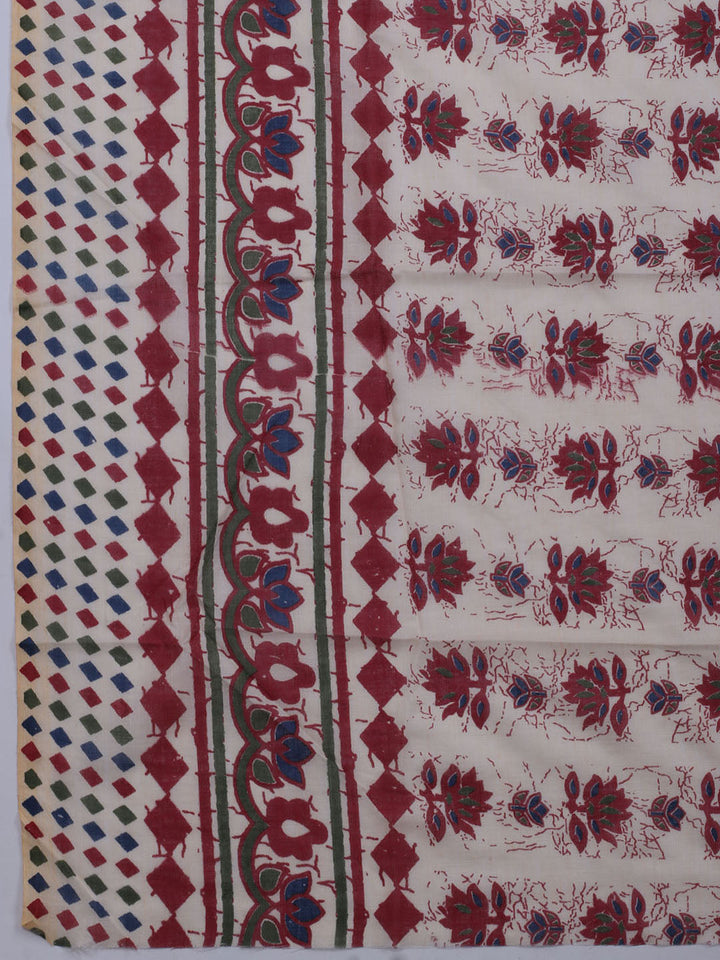 Printed Cotton Blend Unstitched Suit With Dupatta