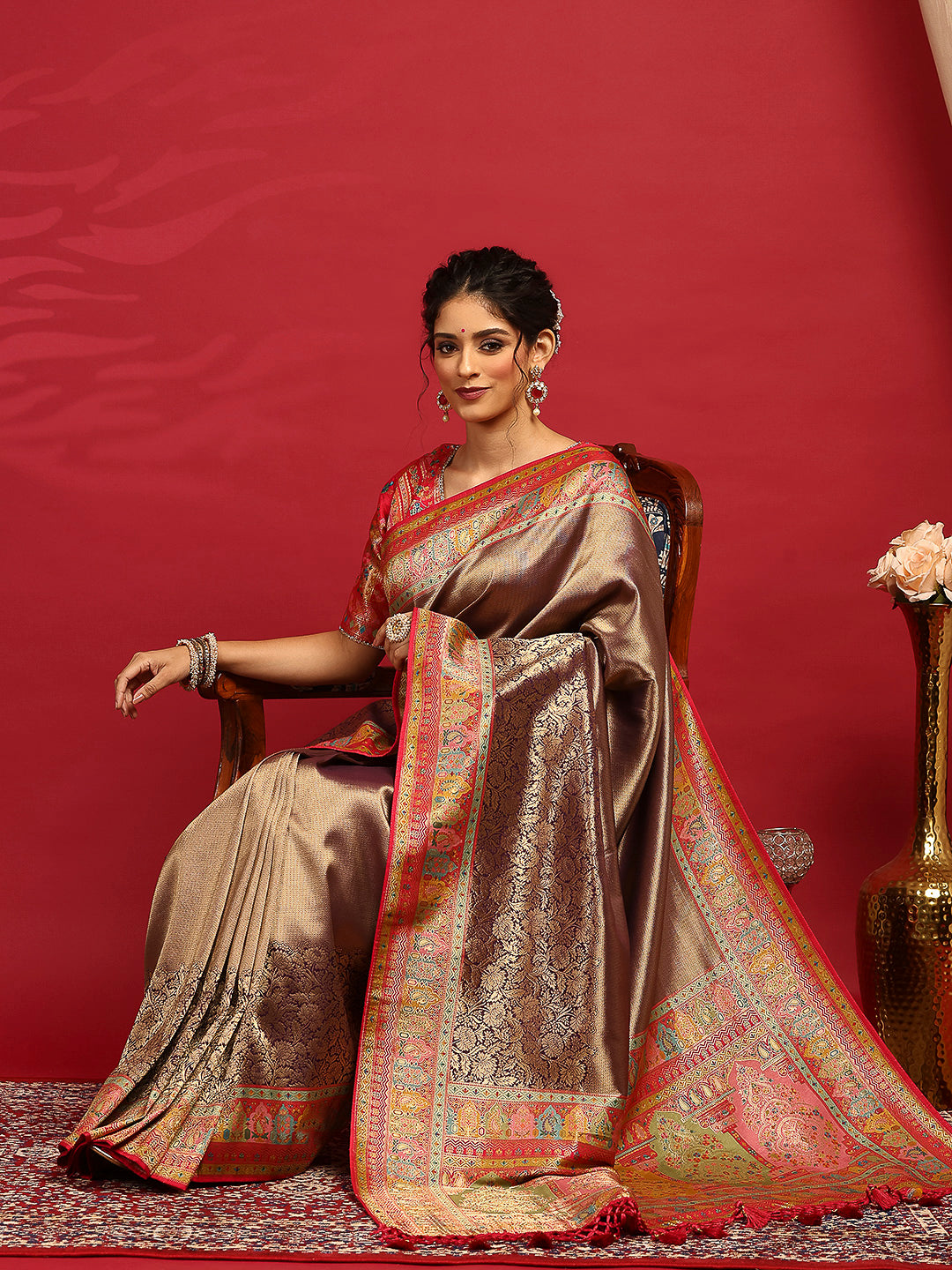 Embroidered Dola Silk Saree