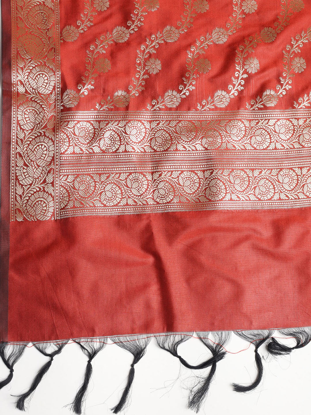 Woven Banarasi Chanderi Unstitched Suit With Dupatta