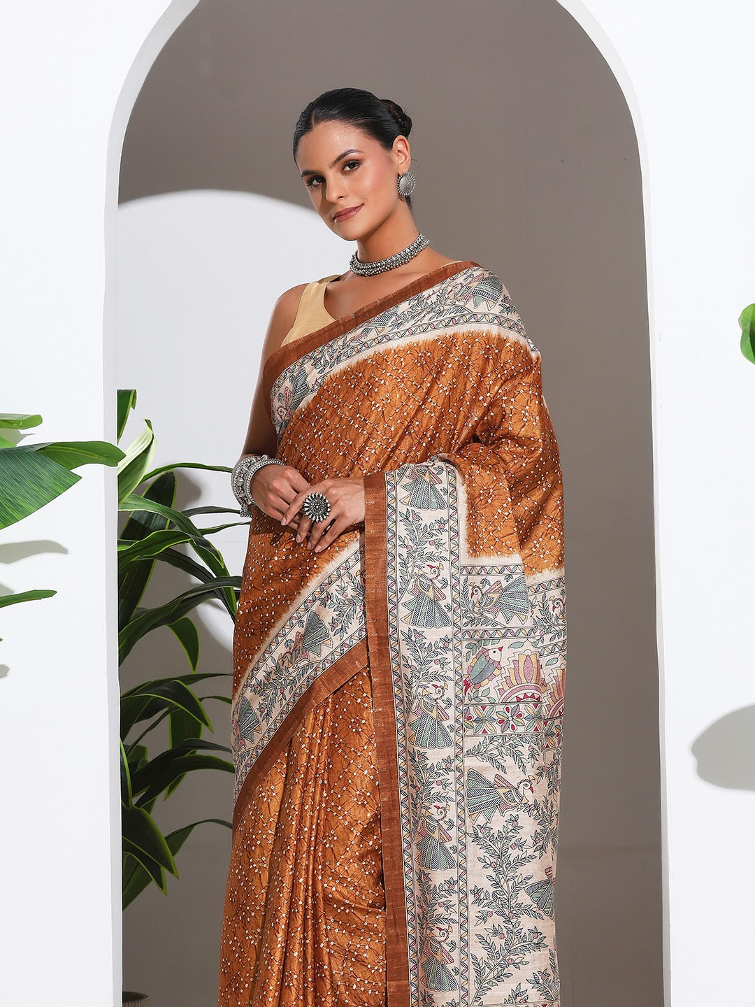 Printed Tussar Silk Saree