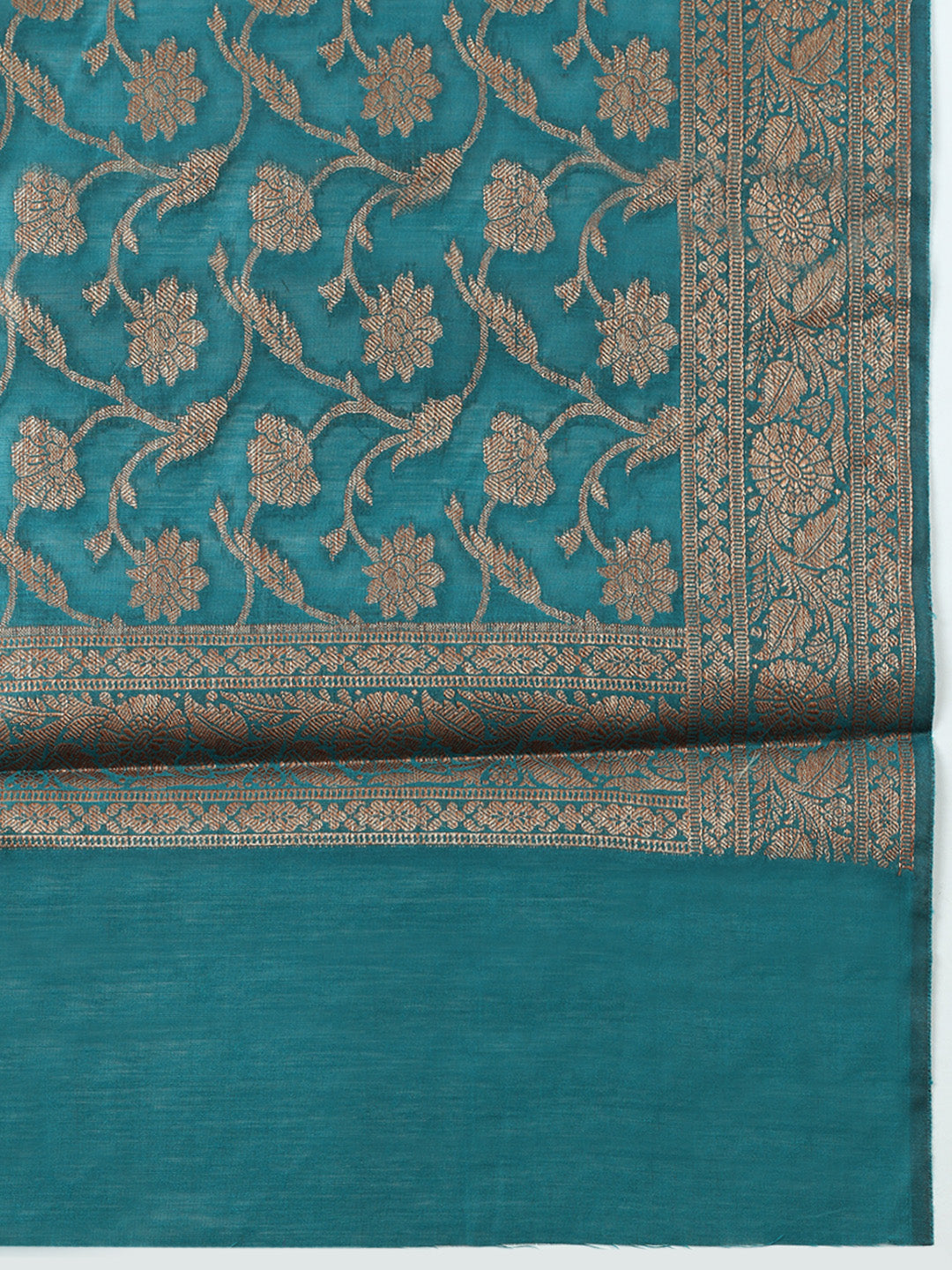 Banarasi Chanderi Unstitched Suit With Pant &amp; Dupatta