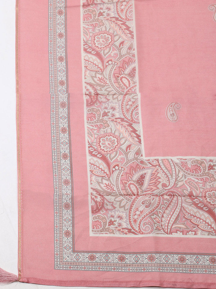Embroidered Muslin Unstitched Suit With Pant &amp; Dupatta