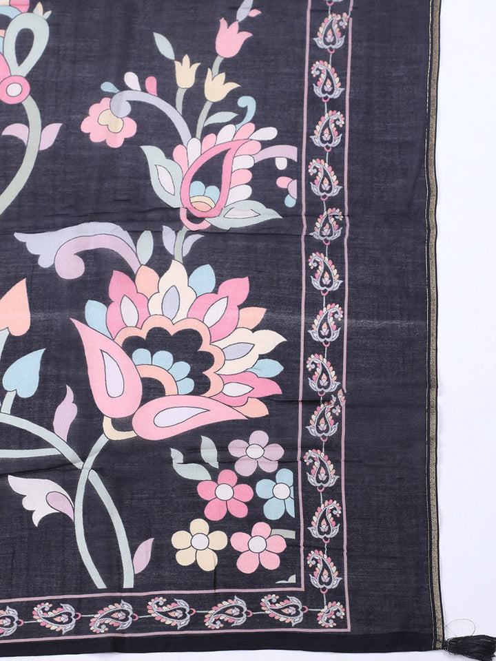 Printed Muslin Unstitched Suit With Pant &amp; Dupatta