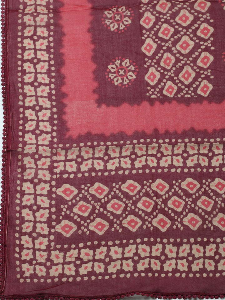 Embroidered Cotton Blend Unstitched Suit With Pant Dupatta