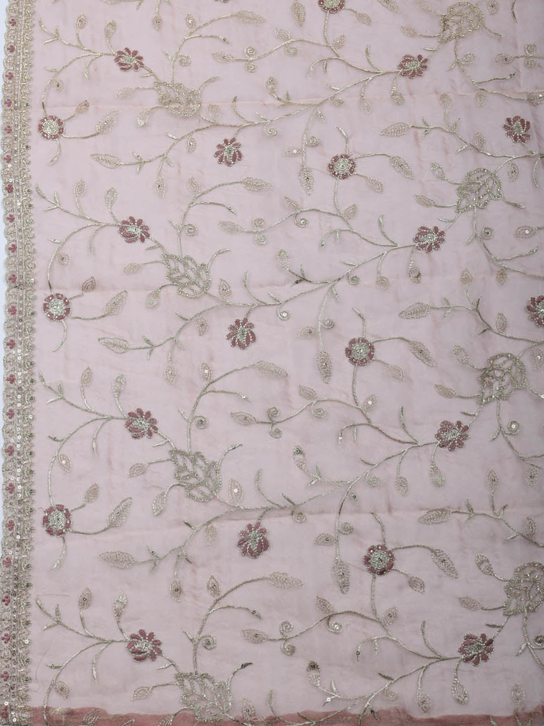 Embroidered Tissue Unstitched Suit With Pant &amp; Dupatta