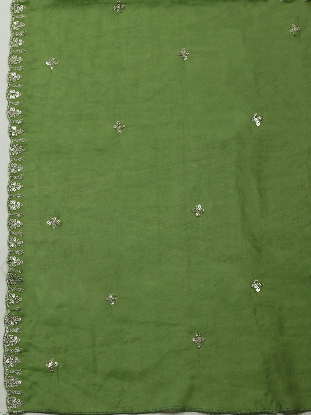 Embroidered Chanderi Unstitched Suit With Pant &amp; Dupatta