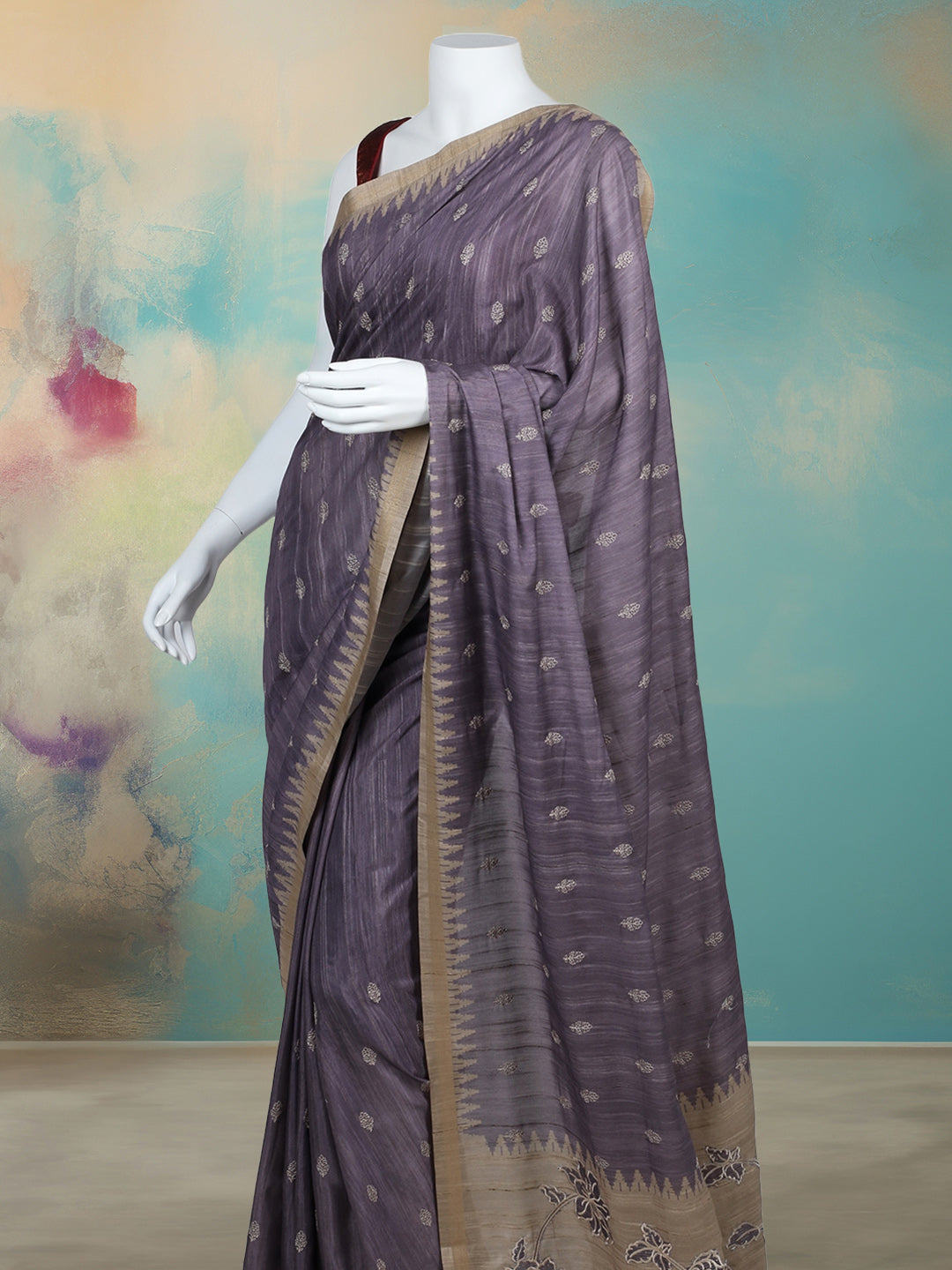 Printed &amp; Embroidered Booti Art Silk Saree