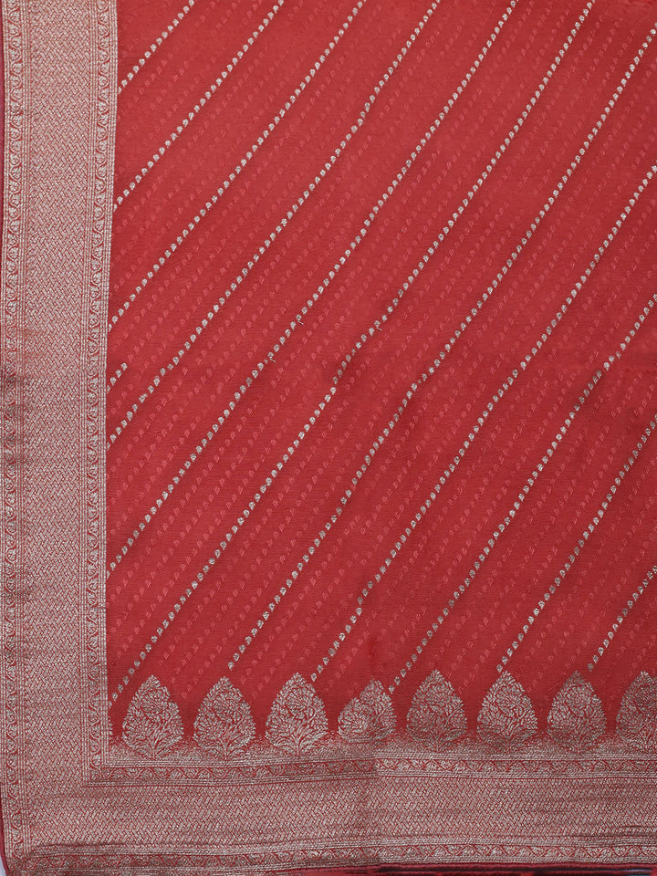 Woven Border Chanderi Unstitched Suit With Dupatta