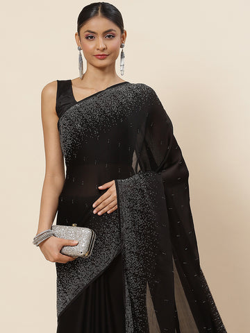 Swarovski Jaal Embroidered Crepe Saree