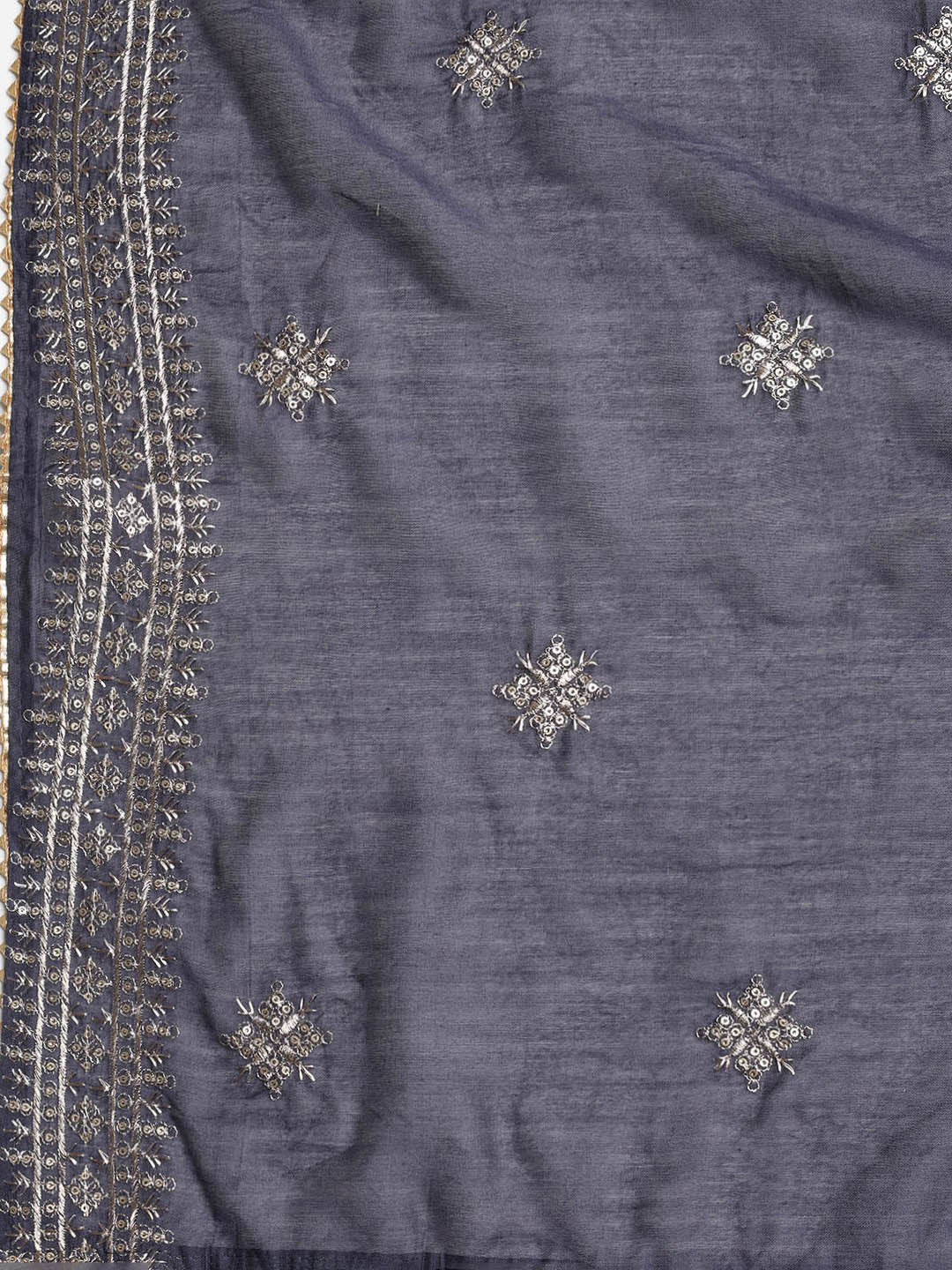 Sequence Work Chanderi Unstitched Suit With Dupatta