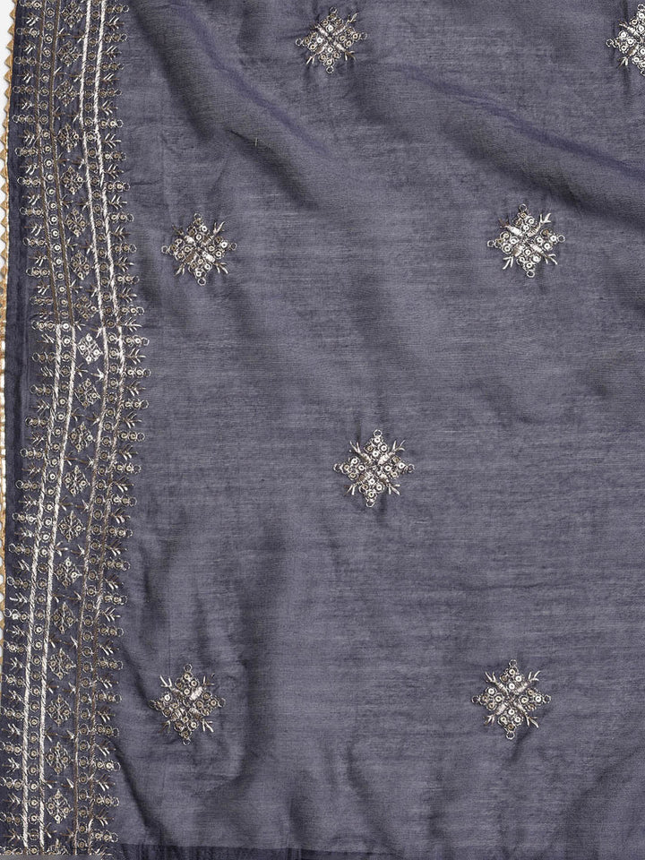 Sequence Work Chanderi Unstitched Suit With Dupatta