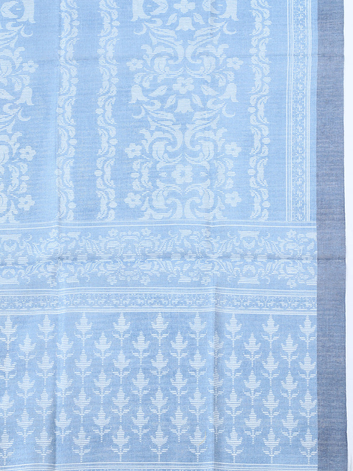 Printed Chanderi Unstitched Suit With Pant &amp; Dupatta