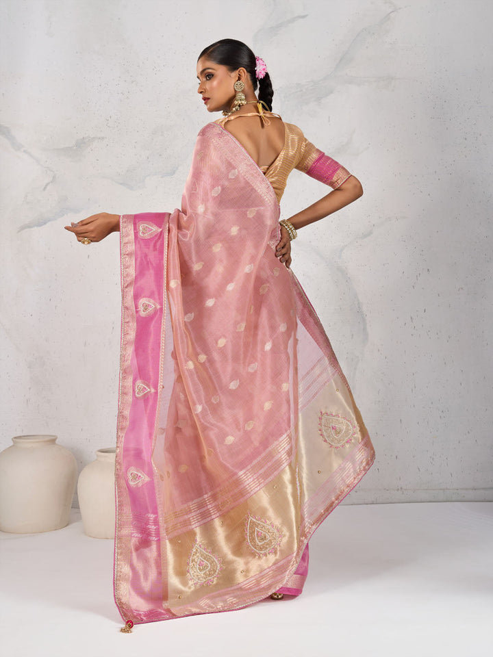 Embroidered Tissue Linen Saree