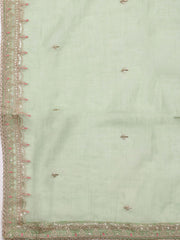 Neck Embroidered Chanderi Unstitched Suit With Dupatta
