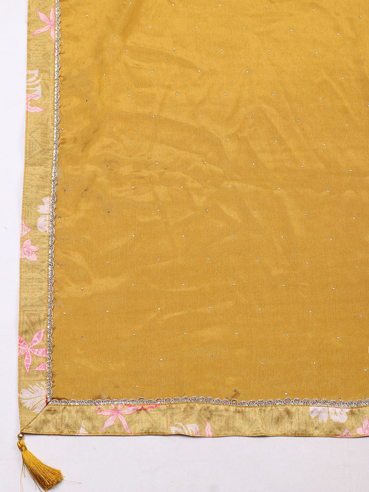 Embroidered Chinon Unstitched Suit With Pant &amp; Dupatta