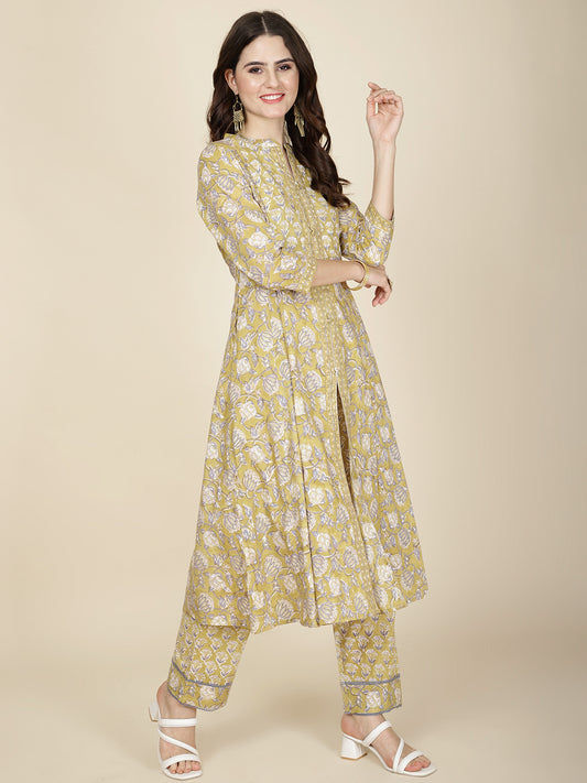 Block Printed Cotton Kurta With Pants