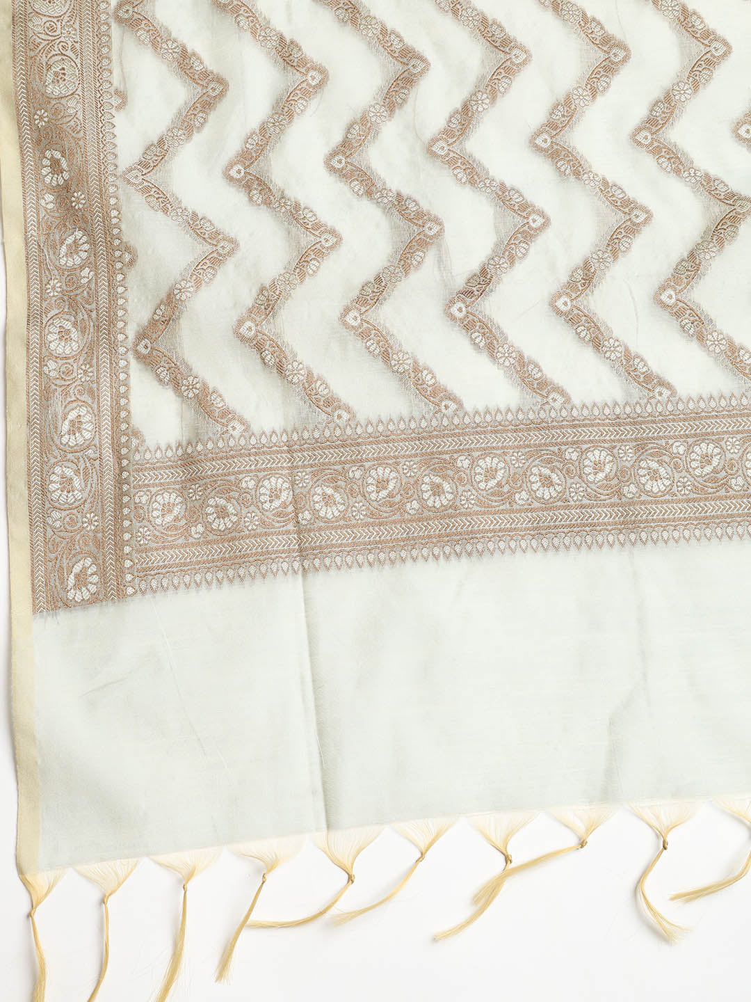 Woven Banarasi Chanderi Unstitched Suit With Dupatta