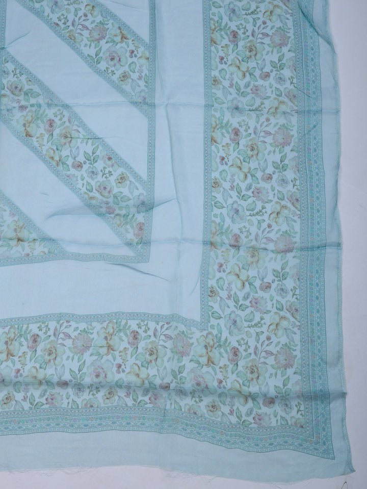 Embroidered Cotton Blend Unstitched Suit With Pant &amp; Dupatta