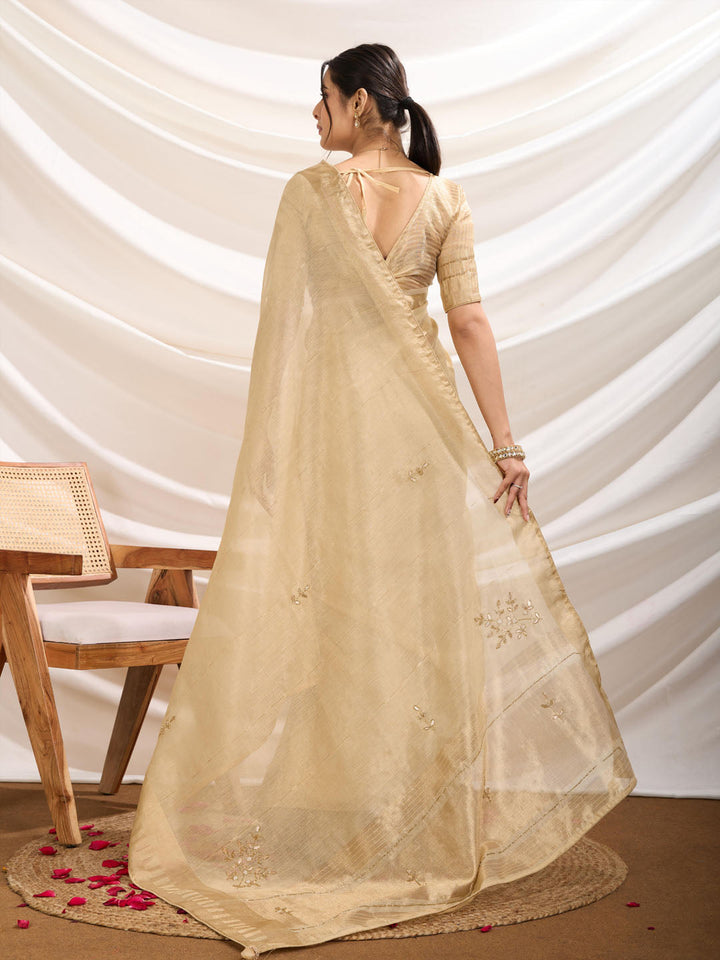 Embroidered Linen Blend Saree