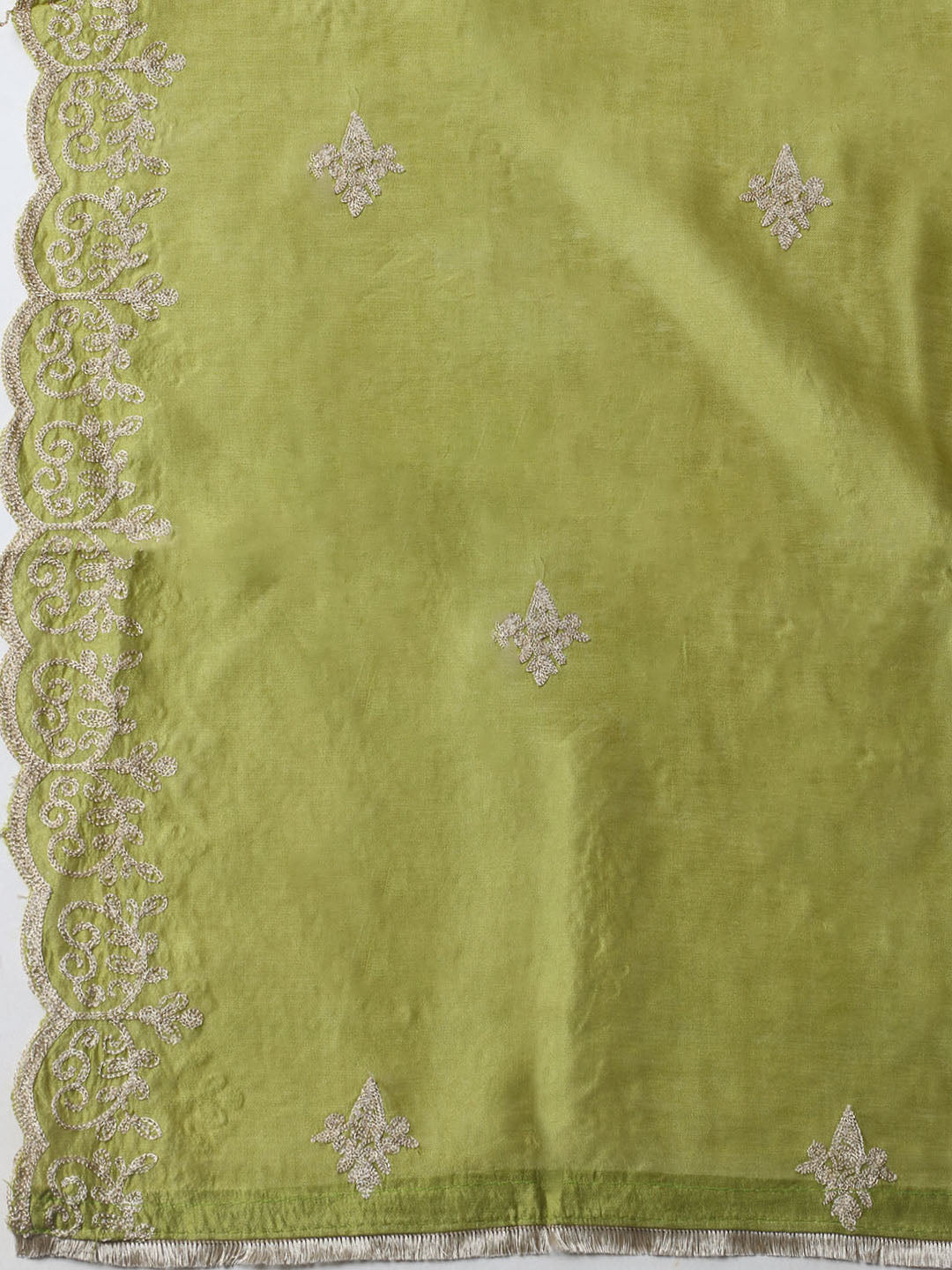 Embroidered Tissue Unstitched Kurta With Pant &amp; Dupatta