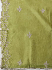 Embroidered Tissue Unstitched Kurta With Pant & Dupatta