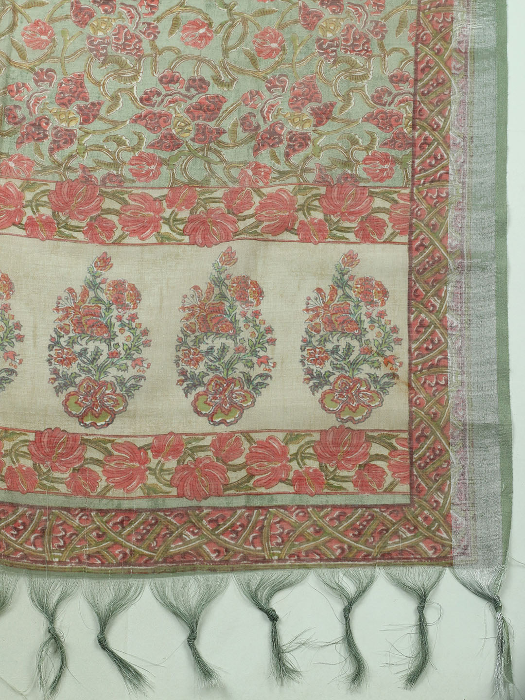 Embroidered Linen Unstitched Kurta With Pant &amp; Dupatta