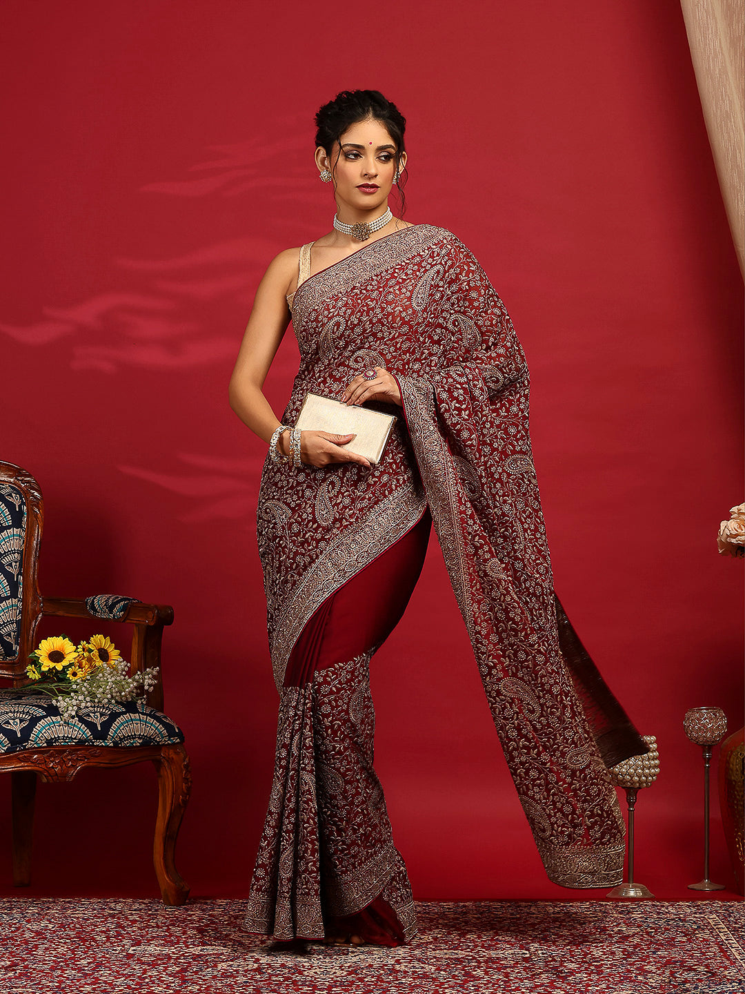 Embroidered Georgette Saree