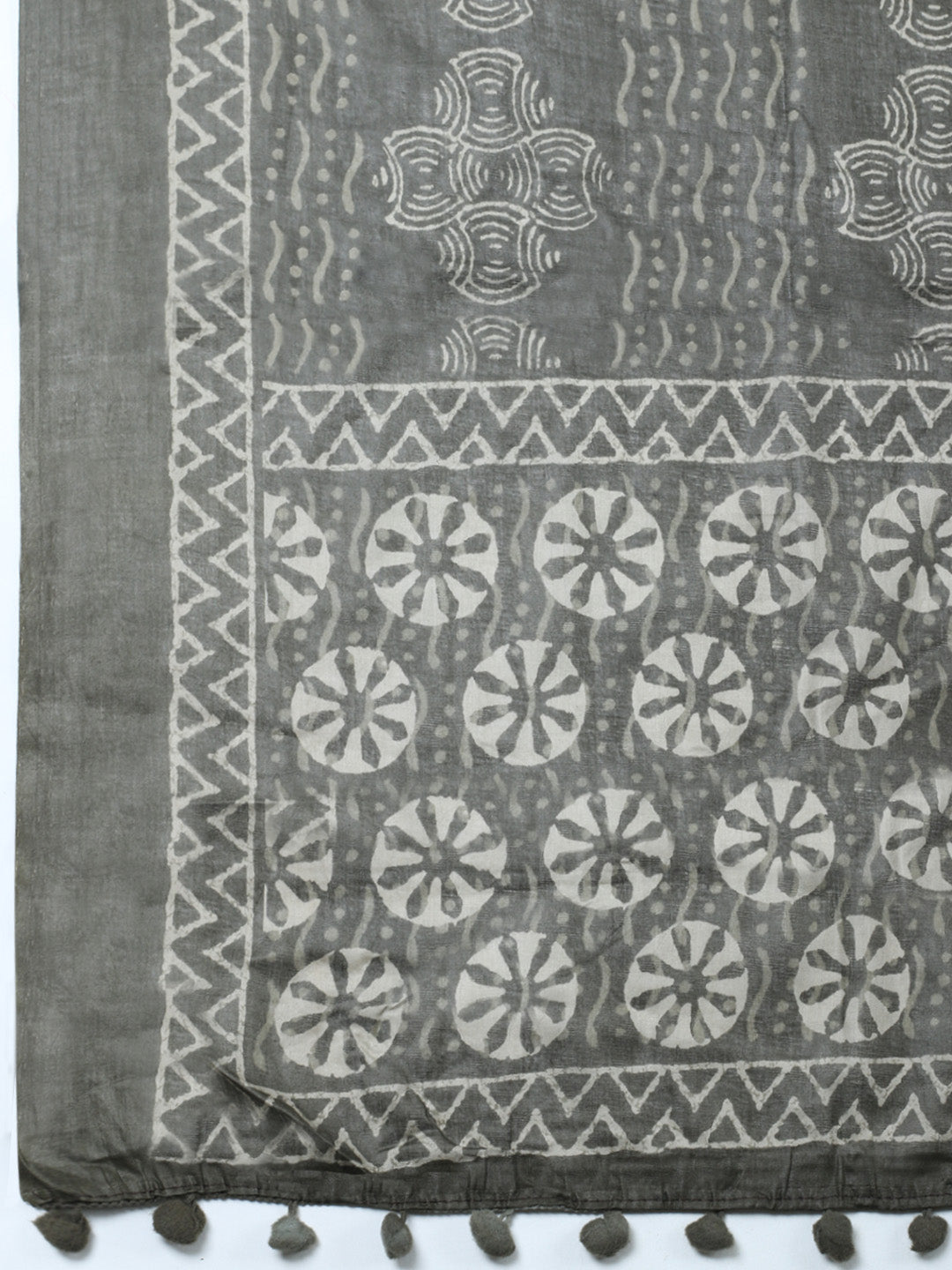 Printed Cotton Blend Unstitched Suit With Pant &amp; Dupatta