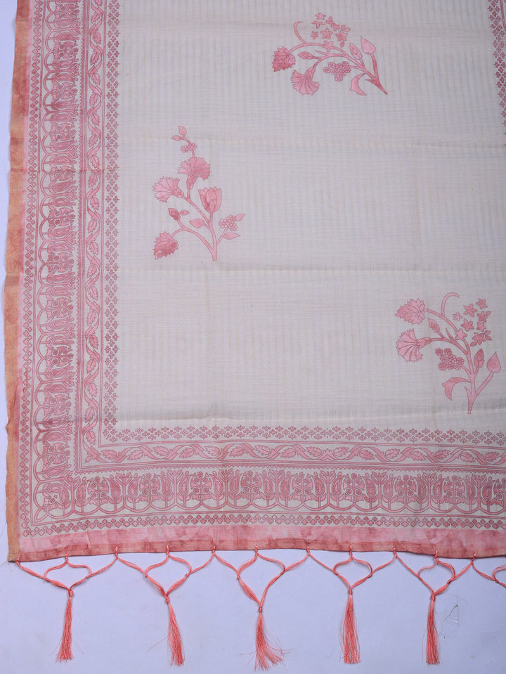 Embroidered Tissue Unstitched Suit With Pant &amp; Dupatta