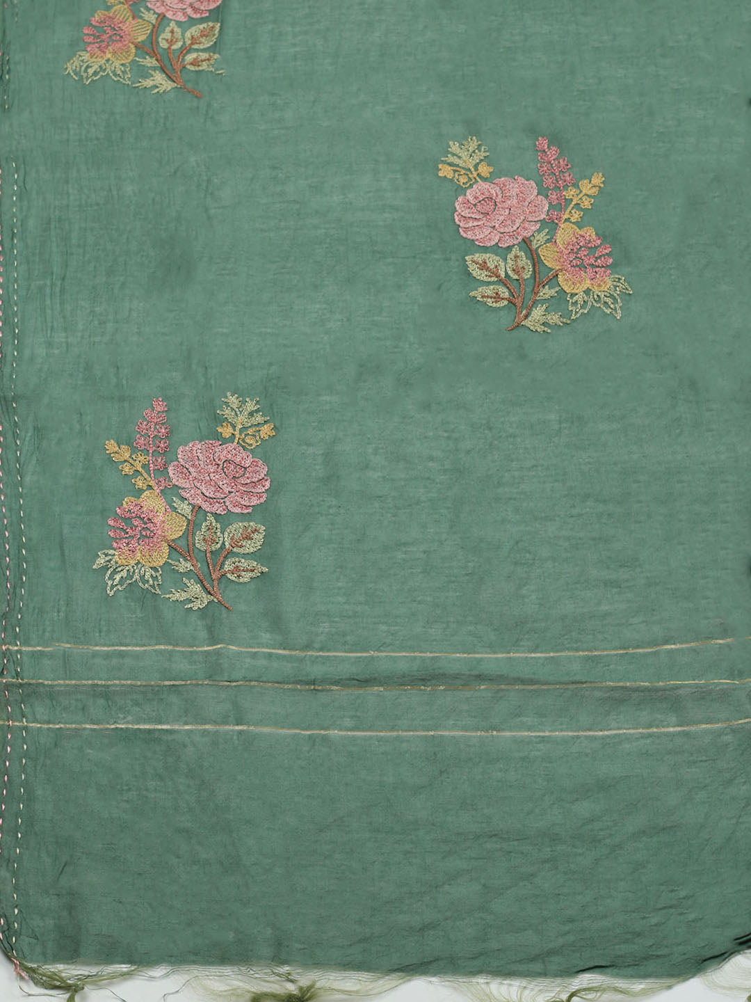 Embroidered Muslin Unstitched Suit With Pant &amp; Dupatta
