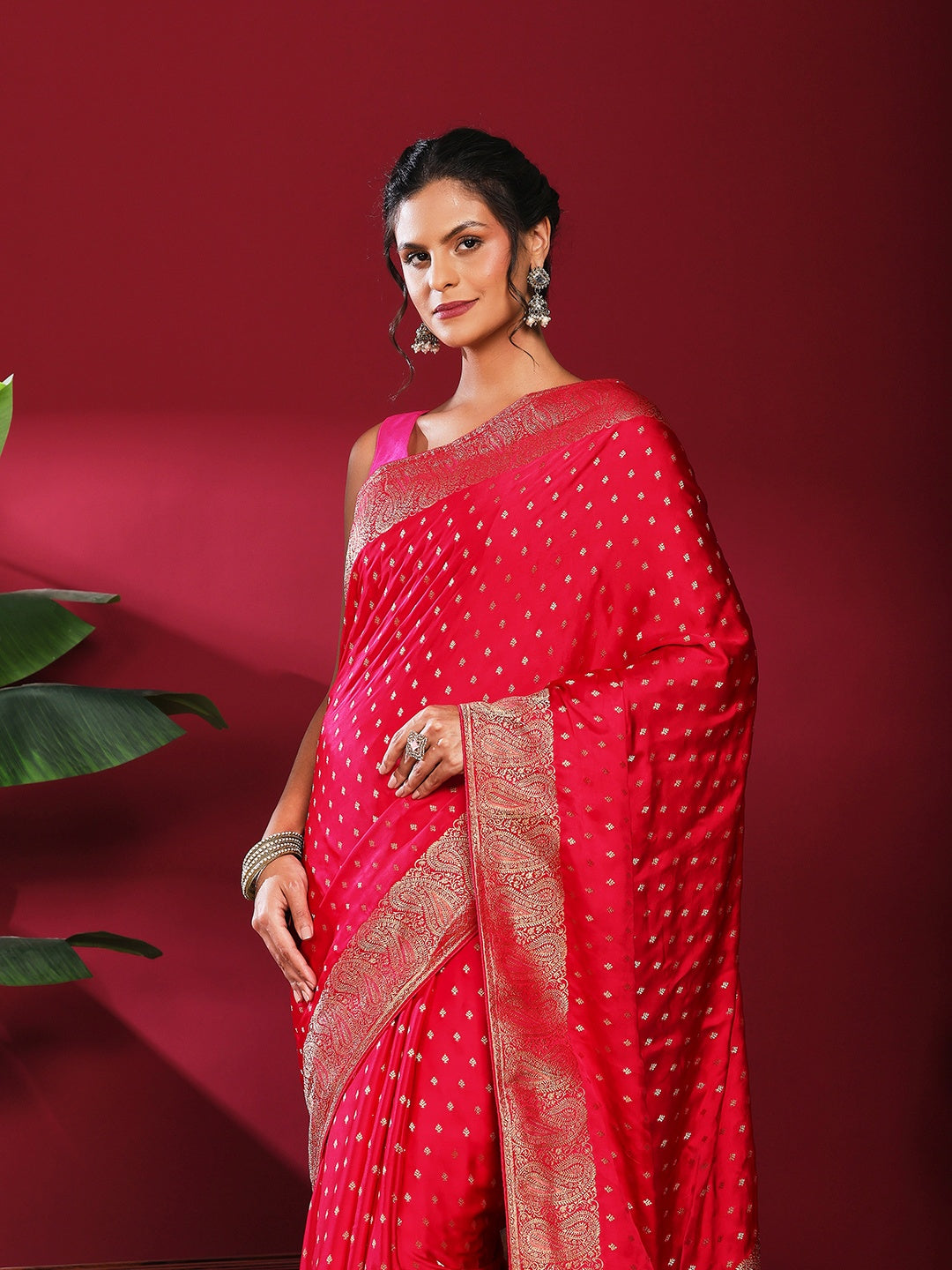Woven Design Satin Saree