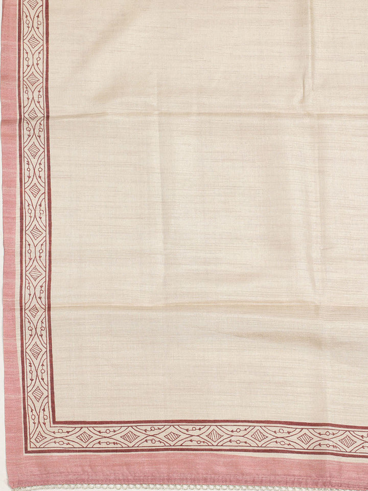Embroidered Tussar Unstitched Suit With Dupatta