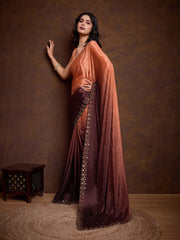 Embroidered Chinon Saree