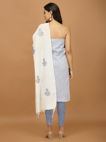 Neck Patti Cotton Unstitched Suit With Dupatta