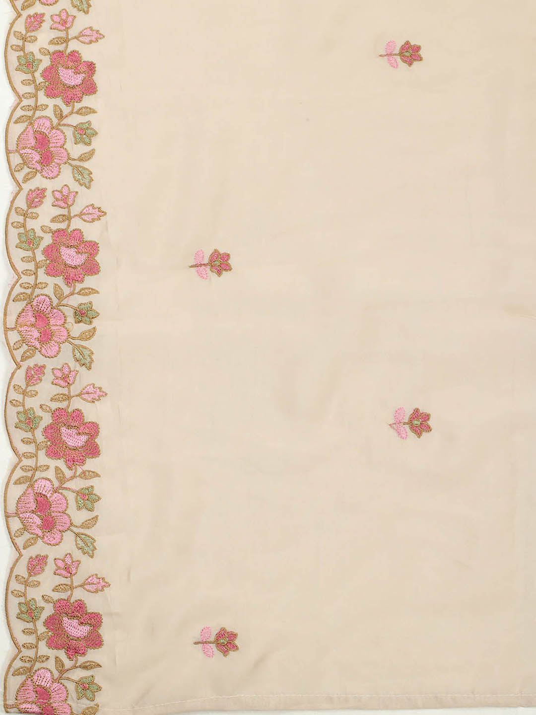 Embroidered Chanderi Unstitched Suit With Pant &amp; Dupatta