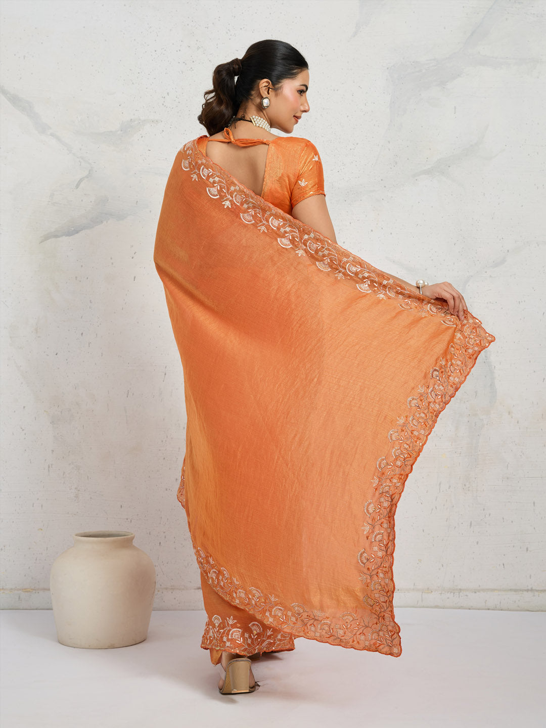 Embroidered Chiffon Saree