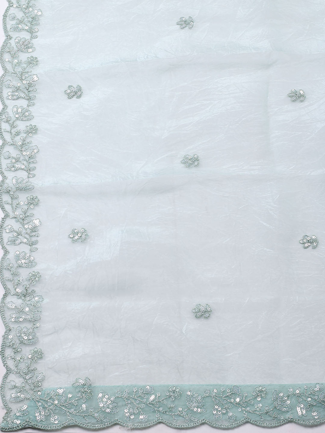 Embroidered Organza Unstitched Suit With Pant &amp; Dupatta