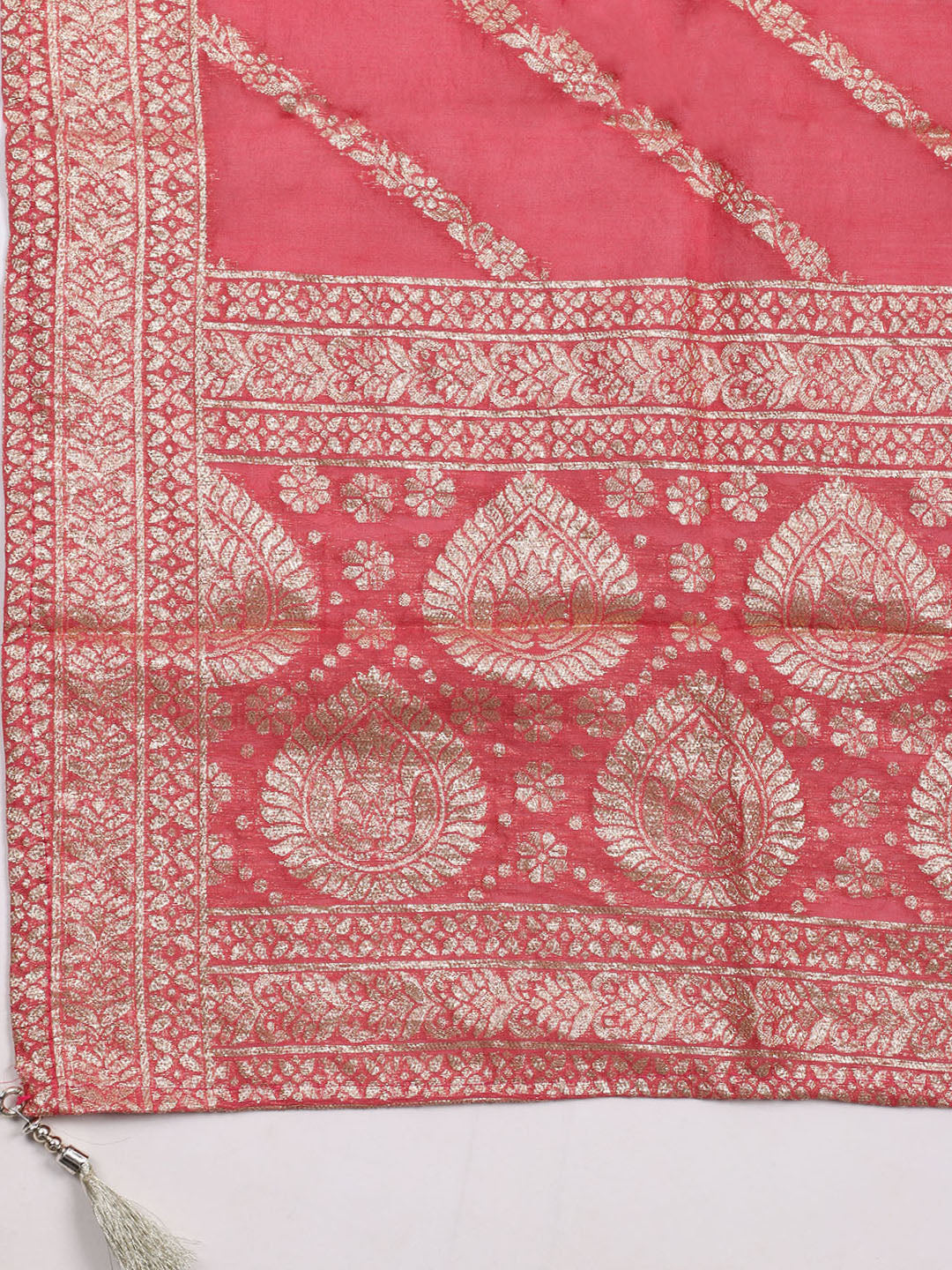 Embroidered Chanderi Unstitched Suit Piece With Dupatta