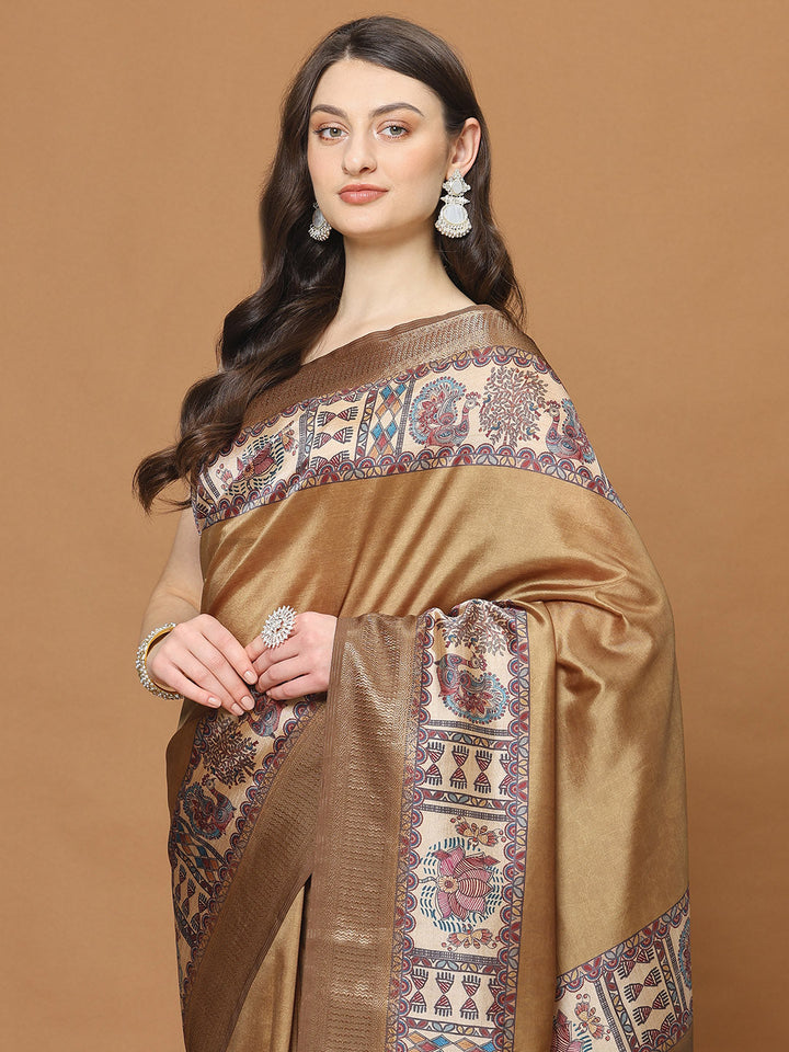 Digital Printed Satin Woven Saree