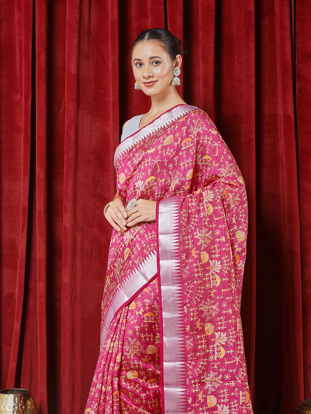 Digital Printed Art Silk Saree