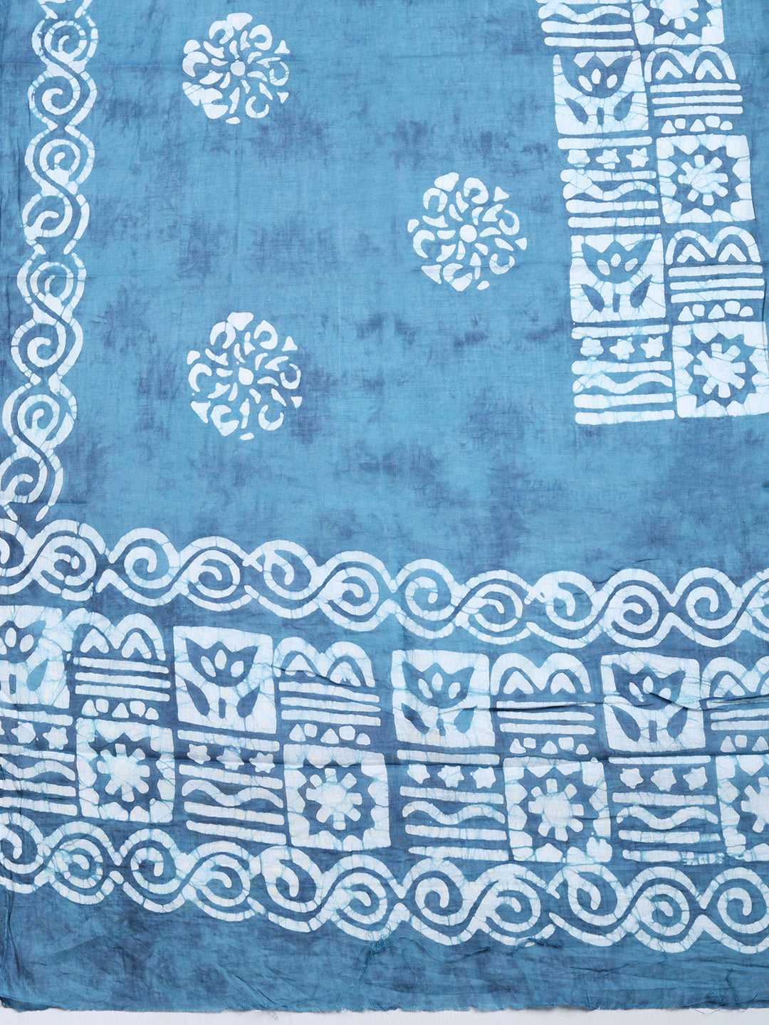 Printed Cotton Blend Unstitched Suit With Pant &amp; Dupatta